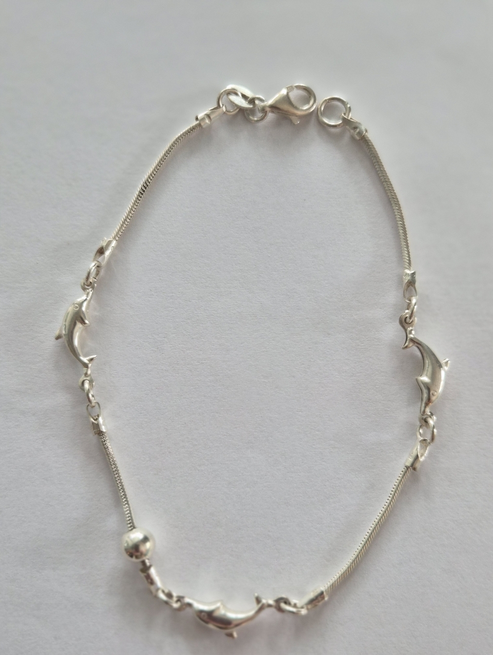 925 Sterling Silver Dolphin Anklet Beach Ocean Ankle Charm Bracelet